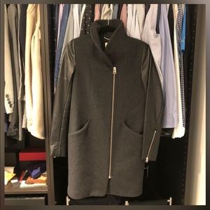 Aritzia Wilfred wool cocoon coat with leather sleeves so: XXS